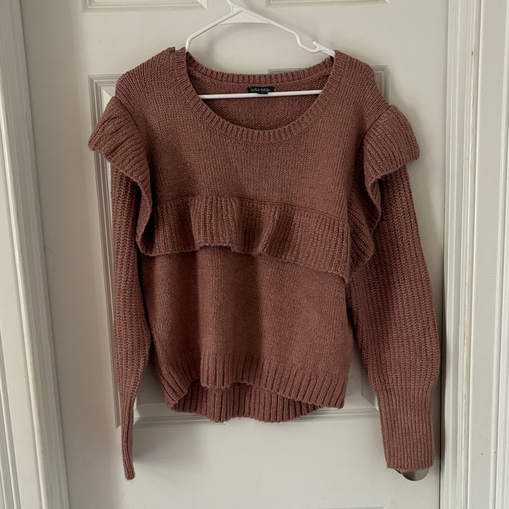 Wild Fable Ruffled Knit Sweater - Pink